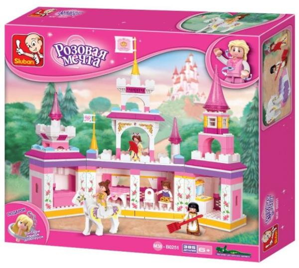 Детский конструктор Sluban серии Розовая мечта, Волшебный замок принцессы, 385 деталей 690153