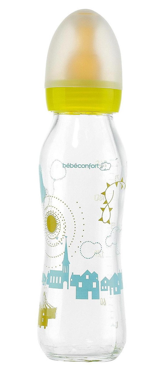 Детская бутылочка термостойкая стеклянная Bebe Confort с лат.соской 240 мл.