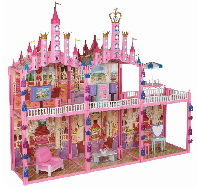 Кукольный домик 1toy Замок для кукол с мебелью Красотка Т53237