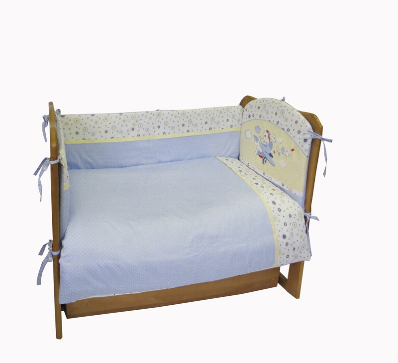 Комплект в кроватку Soni Kids Зайка-летчик 6 предметов голубой