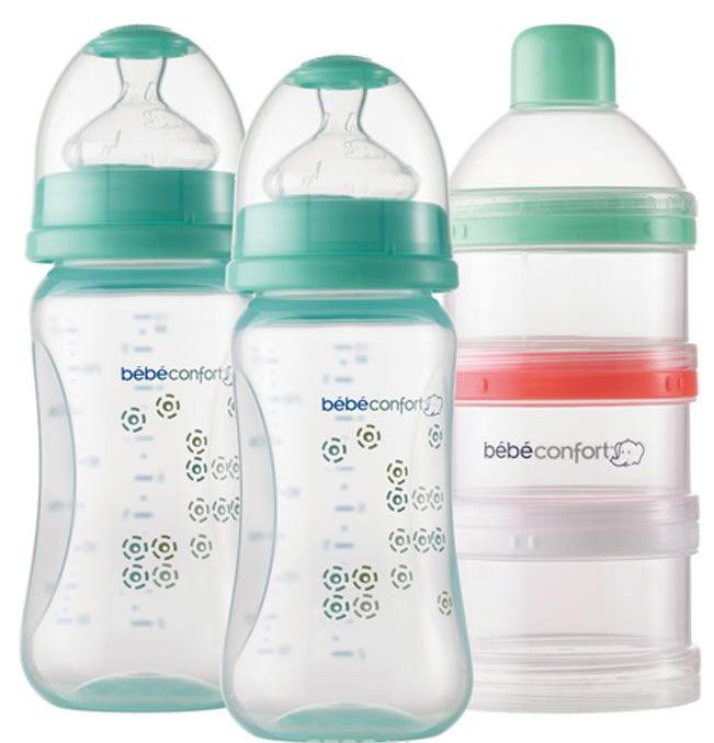 Набор бутылочек Bebe Confort Maternity пластиковые с контейнерами 2х270 мл. голубой