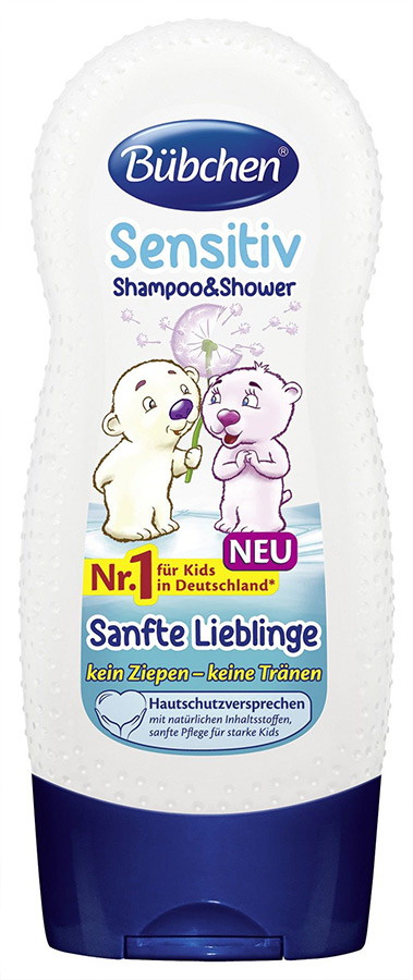 Шампунь Bubchen для мытья волос и тела для детей с чувствительной кожей Ласковый и нежный 230 мл