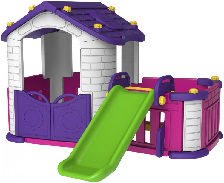 Детский домик Toy Monarch с забором и горкой CHD-354