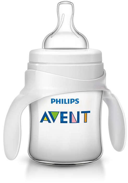 Детская бутылочка для кормления Philips Avent Classic+ SCF625/02, 125 мл, 4мес+. из полипропилена с ручками (тренировочный набор)