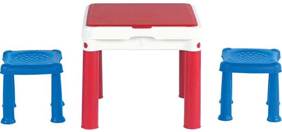 Детский стол для игр Keter с конструктором 3 в 1+2 стула (КОНСТРУКТОР В КОМПЛЕКТ НЕ ВХОДИТ)