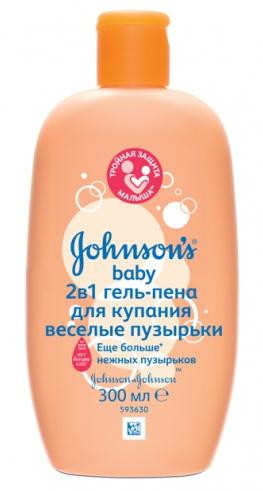 Гель-пена Johnson`s baby для купания 2 в 1 Веселые пузырьки 300 мл.
