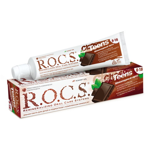 Зубная паста R.O.C.S. Teens для подростков Шоколадный мусс 74 гр.от 8 до 18 лет