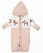 Комбинезон вязаный AmaroBaby Pure Love Christmas Deer с капюшоном бежевый 56