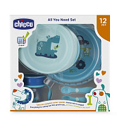 Набор детской посуды в коробке Chicco 12+ (5 предметов) голубой