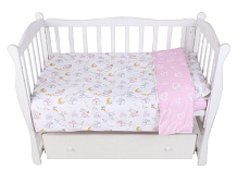 Комплект в кроватку AmaroBaby Мышата в облаках 3 предмета розовый