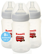Набор из 3х детских бутылочек Ramili Baby 240ML противоколиковых