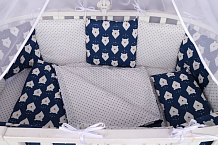 Комплект в кроватку AmaroBaby Baby Boom 3 предмета белые медведи/синий