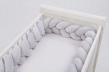 Защитный бампер-коса в детскую кроватку Lepre Velour 210 см светло-серый