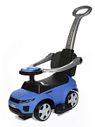 Детская каталка Baby Care Sport car с род-ой ручкой кожаное сиденье, рез-ые колеса Синий (Blue)