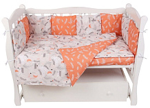 Комплект в кроватку AmaroBaby Лес 3 предмета оранжевый/белый