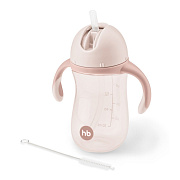 Поильник Happy Baby Straw Feeding Cup с трубочкой и ручками pink