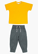 Костюм детский Amarobaby Jump футболка,брюки желтый/серый 110
