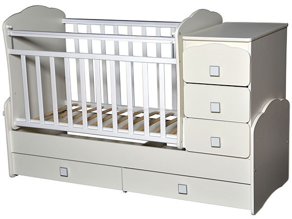 Детская кроватка трансформер Антел Ульяна 1 (маятник поперечный) 120x60 см Белый