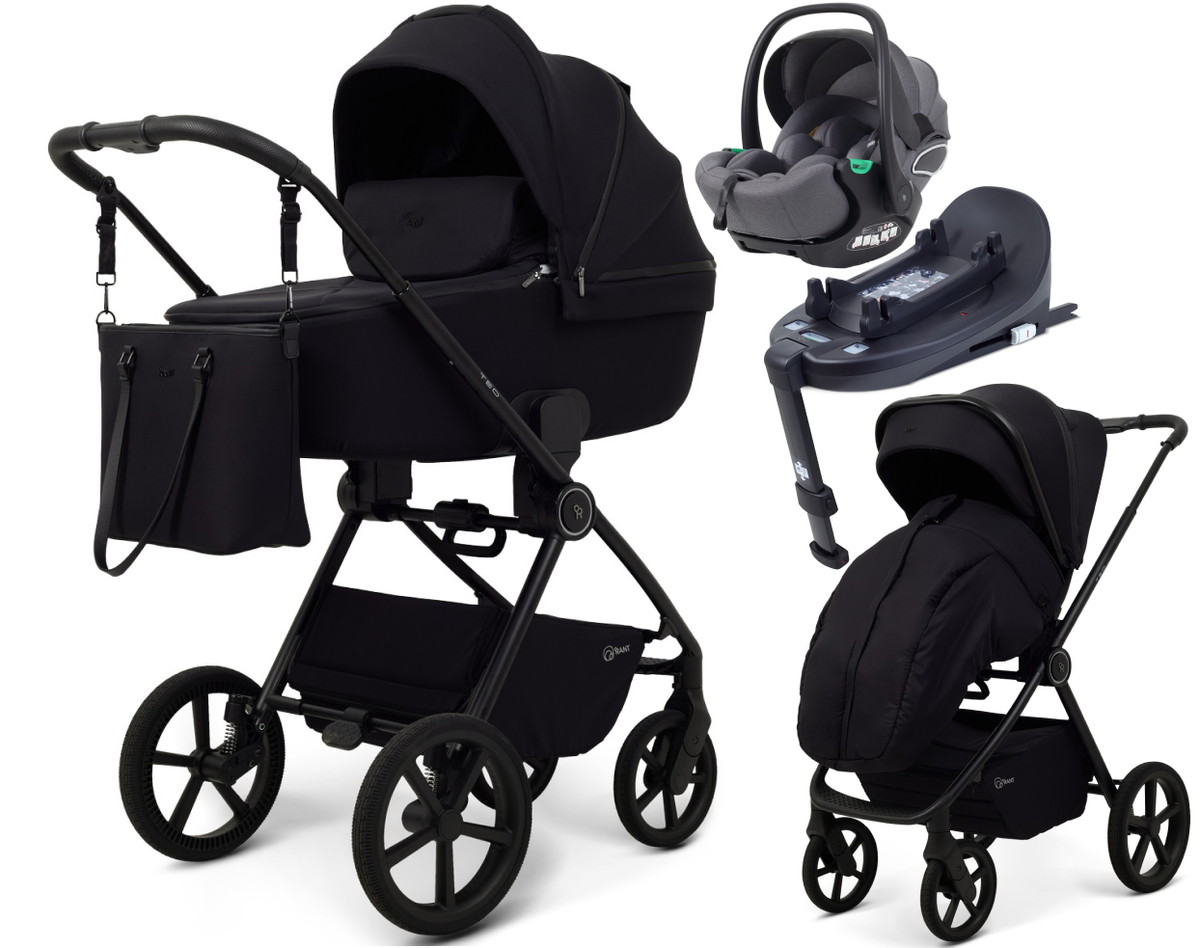 Детская коляска Rant Teo Soft 4 в 1 с автокреслом Evomax Grey и базой Black