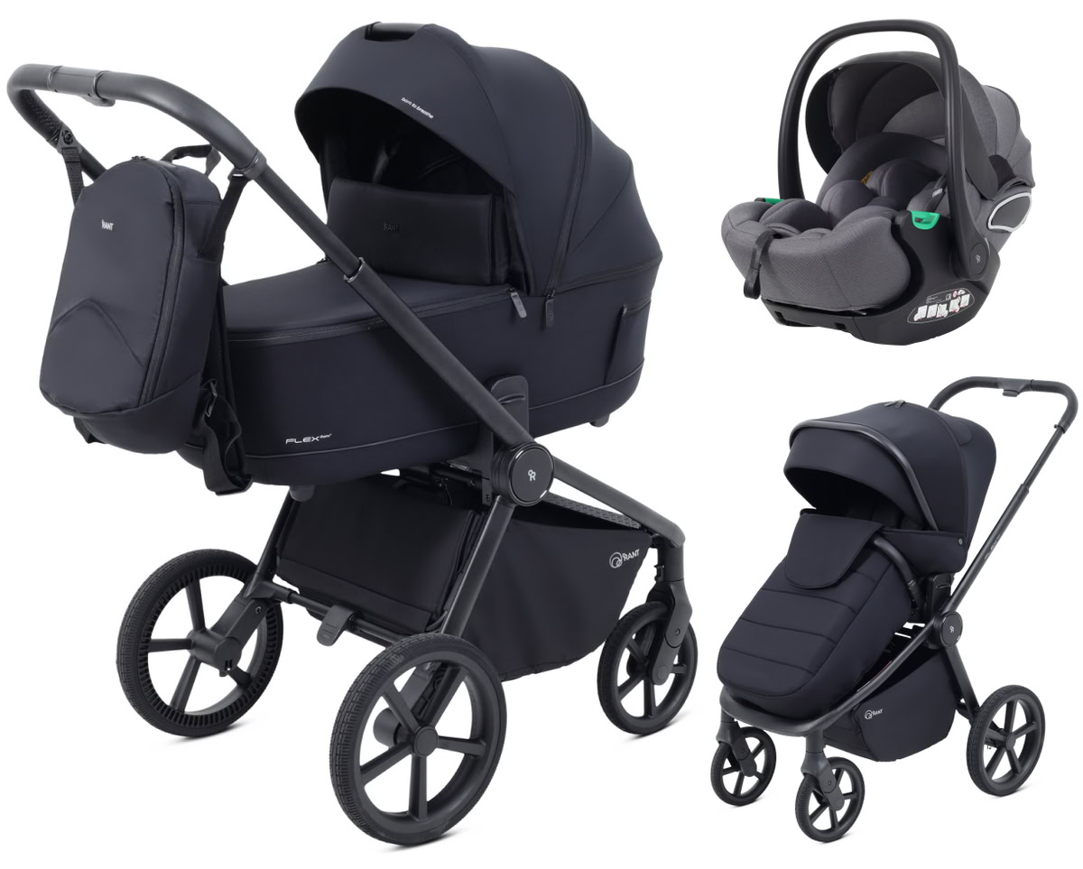 Детская коляска Rant Flex Therm Soft 3 в 1 с автокреслом Evomax Grey Midnight Black