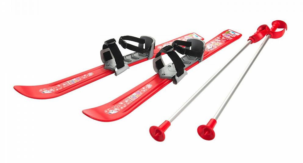 Лыжи Gismo Riders с палками и креплениями Baby Ski 70 см красный