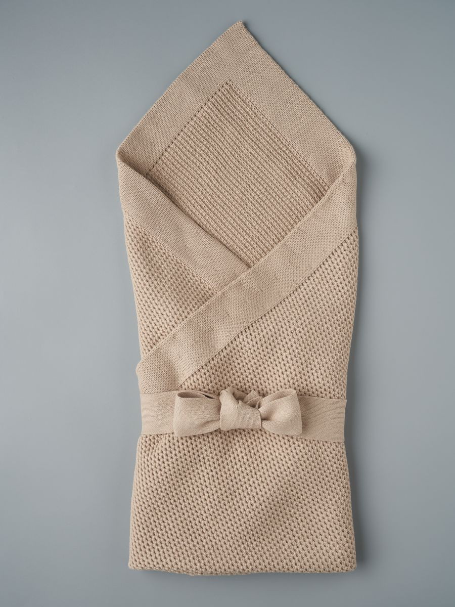 Плед вязаный и лента Little Star Классика 90х90 см песочный