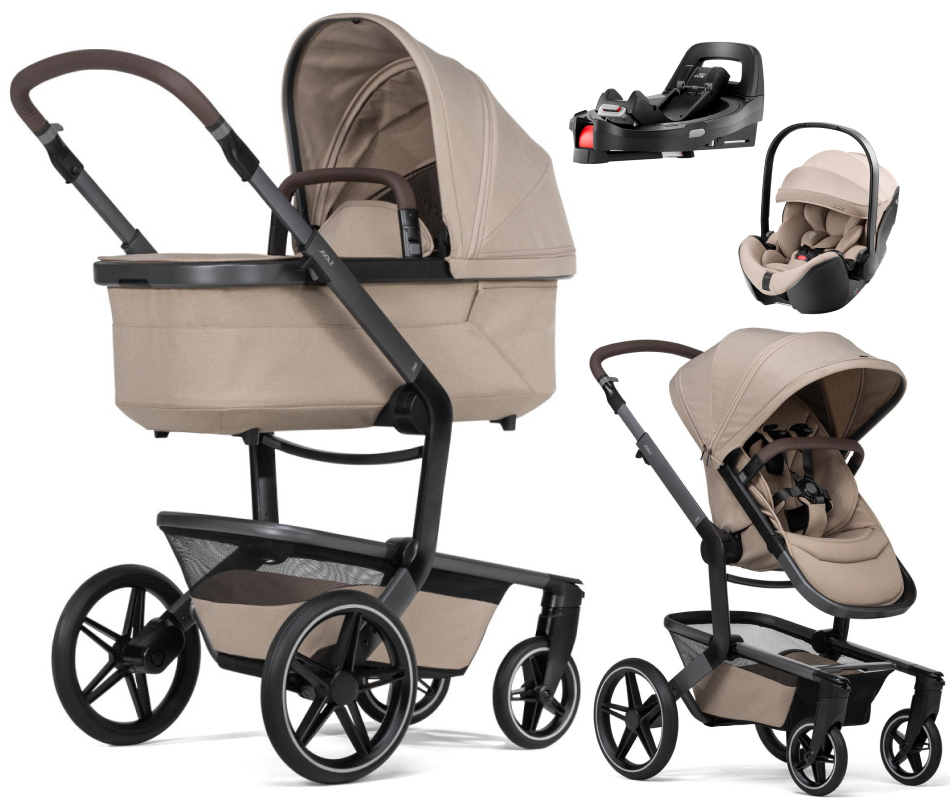 Детская коляска 4 в 1 Joolz Day 5 и автокресло Britax Roemer Baby-Safe Pro Style Teak и база Vario Base 5Z Sandy Taupe