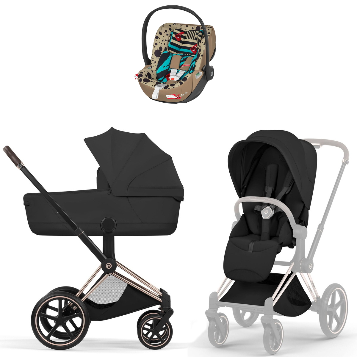 Коляска Cybex Priam V Rosegold Style Cloud T One Love 3 в 1 Sepia Black