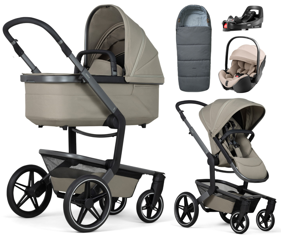 Детская коляска 4 в 1 Joolz Day 5 и автокресло Britax Roemer Baby-Safe Pro Style Teak и база Vario Base 5Z + конверт в подарок Sage green