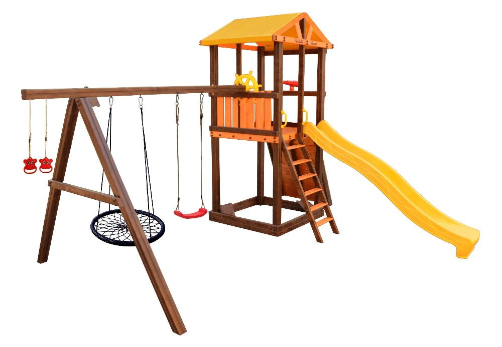 Детский игровой комплекс Perfetto sport Pitigliano-5 + качели Паутина