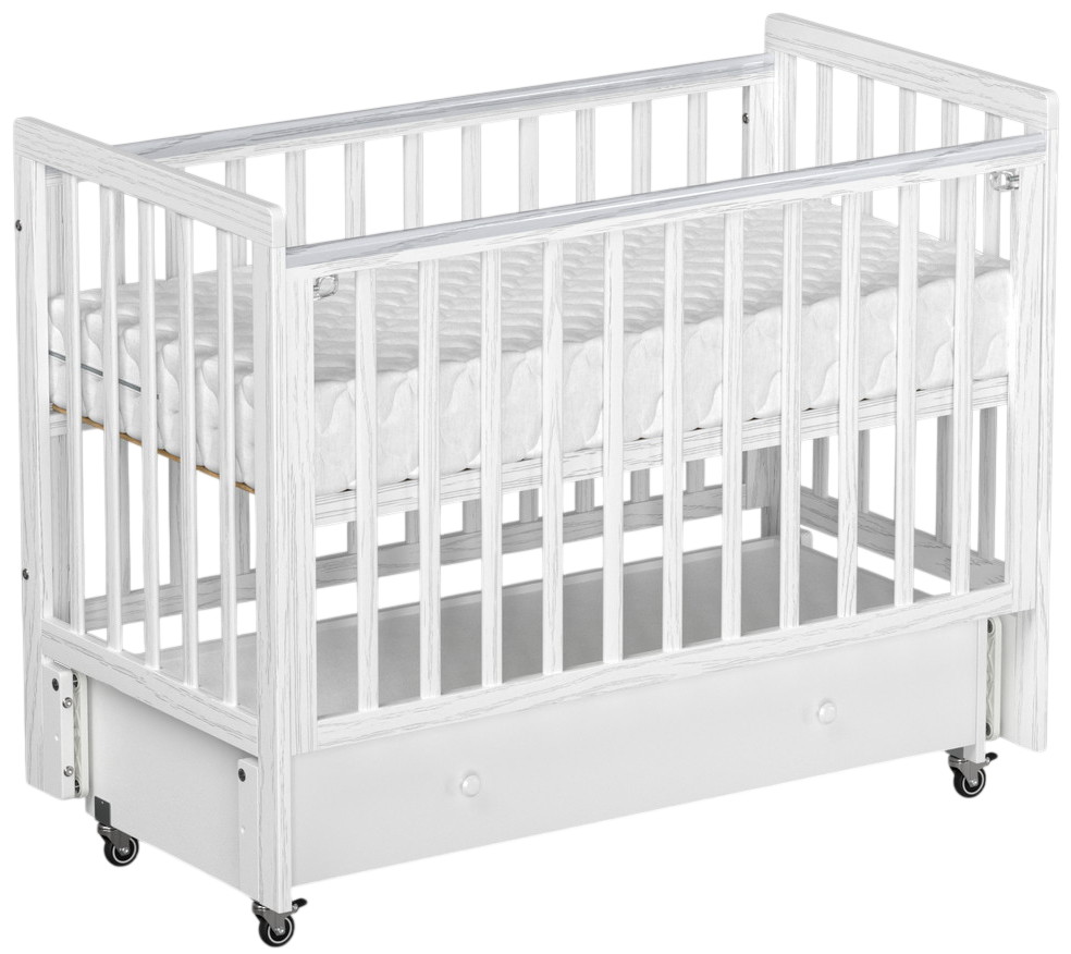 Кроватка Antemi Classic Sleep Premium с маятником и ящиком НИК 24 Белый