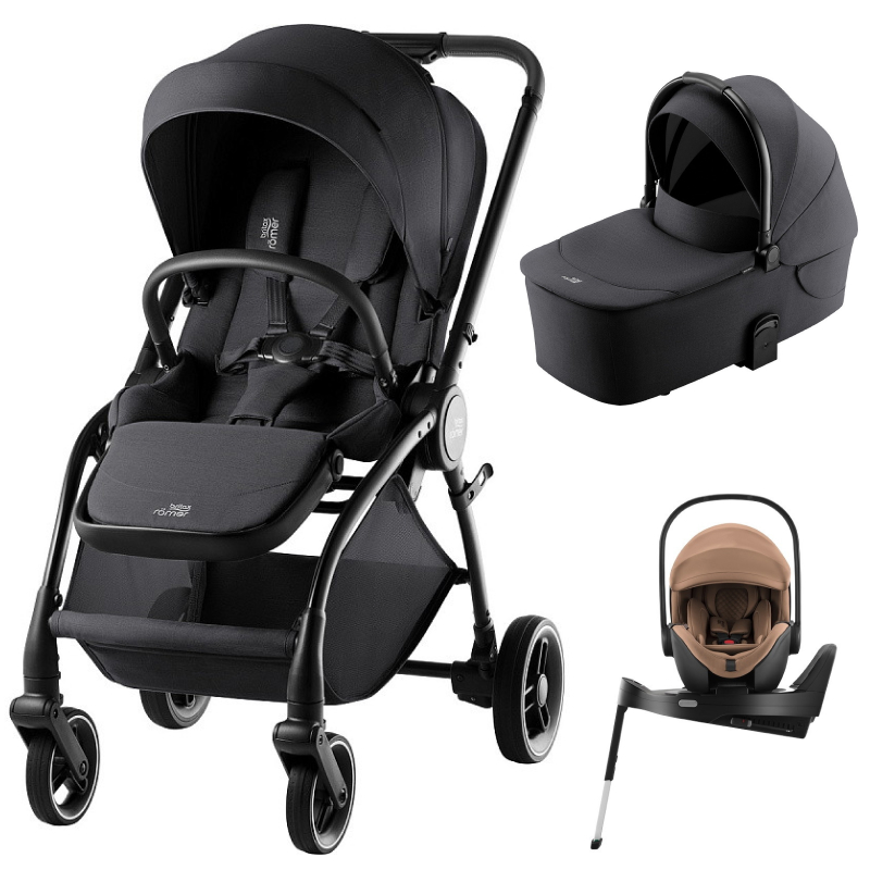 Коляска 3 в 1 Britax Roemer RIO Style и автокресло Baby-Safe PRO LUX Warm Caramel + Vario Base 5Z Carbon Black
