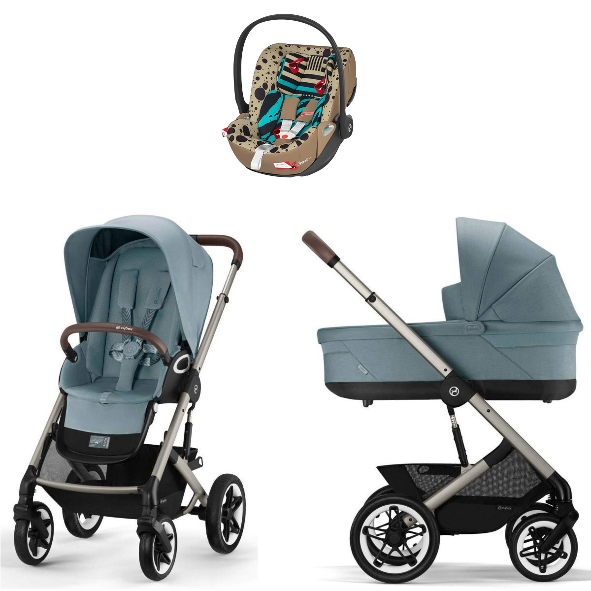 Коляска Cybex Talos S Lux TPE complete Cloud T One Love 3 в 1 Stormy Blue с дождевиками