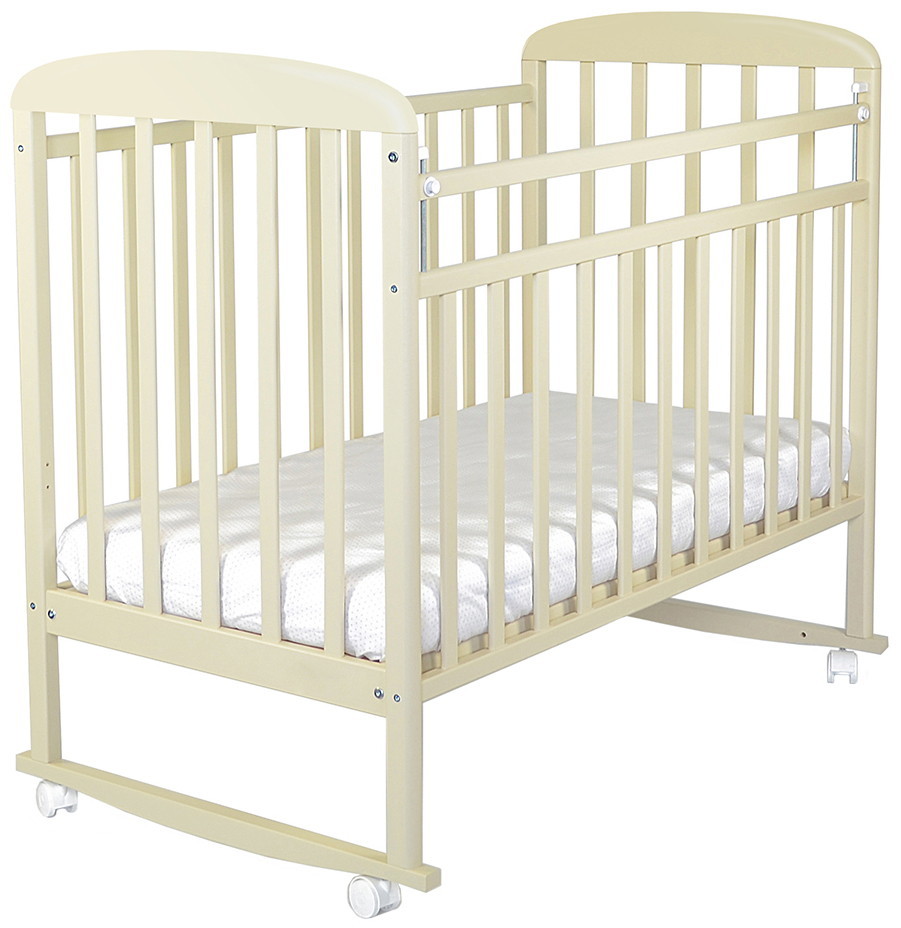 Детская кроватка Indigo Милана (колесо-качалка, опускающаяся планка) бежевый-арт.180119