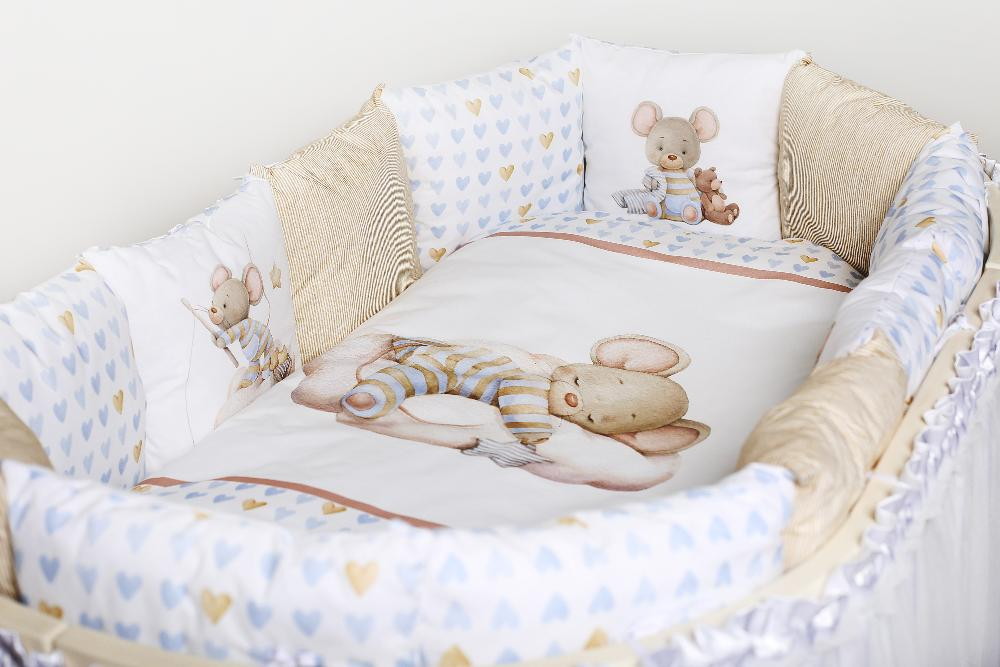 Комплект в кроватку Lappetti Мышки на облачке для овальной кроватки 6 предметов кофейный