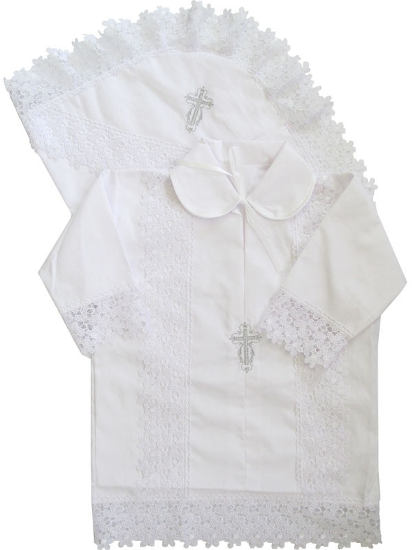Крестильный набор Папитто для мальчика (рубашка крестильная, пеленка 85х85) р.56-62