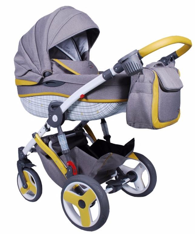 Детская коляска Tako Junama Chess 3 в 1 02 (СЕРЫЙ+ОТДЕЛКА ЖЕЛТ.КОЖА)