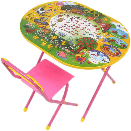 Набор детской мебели Дэми Овал Веселая ферма розовый