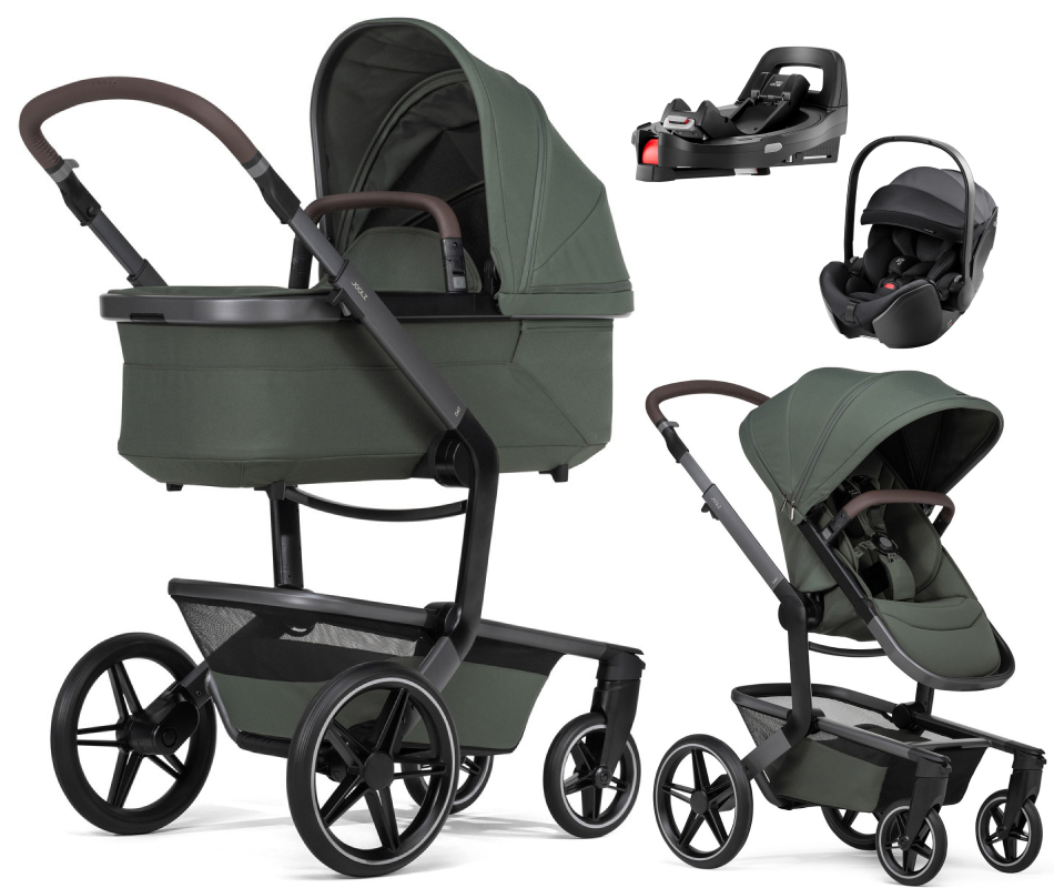 Детская коляска 4 в 1 Joolz Day 5 и автокресло Britax Roemer Baby-Safe Pro Style Carbon Black и база Vario Base 5Z Forest Green
