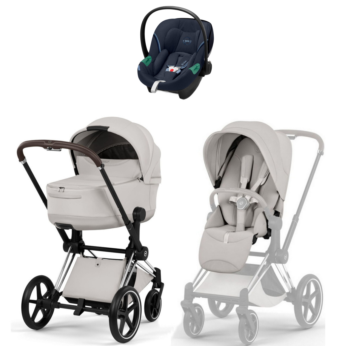 Коляска Cybex Priam V Chrome Style Aton S2 Ocean Blue 3 в 1 City Grey