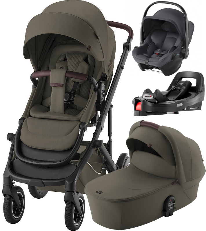 Коляска 4 в 1 Britax Roemer Smile 5Z LUX и автокресло Baby-Safe Core Midnight Grey + Vario Base 5Z Urban Olive
