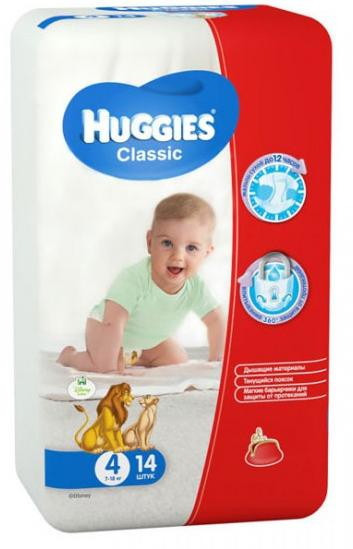 Подгузники Huggies Classic (4) 7-18 кг 14 шт
