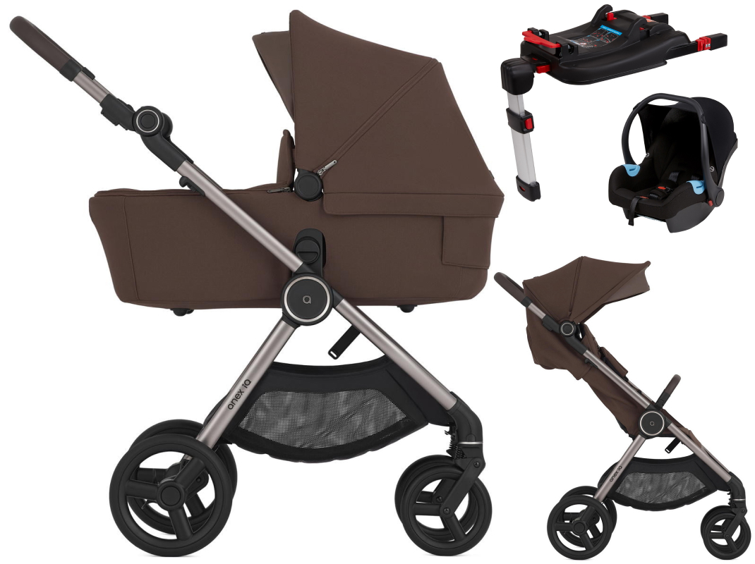 Детская коляска Anex iQ Premium NT 4 в 1 и автокресло Biuco BC100B + База Anex Karwala ISOFix без адаптеров iQ-28 Brew