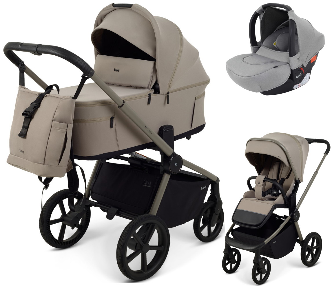 Детская коляска Rant Flex Forma 3 в 1 RA124 с автокреслом Cruise Grey Cloud Серо-Бежевый