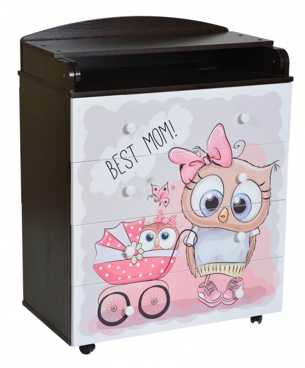 Детский пеленальный комод Антел Lilu-6 ЛДСП 80/4 венге/белый