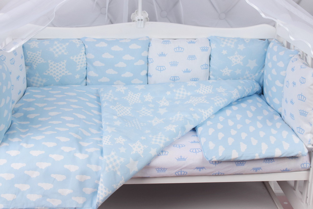 Комплект в кроватку AmaroBaby Воздушный 19 предметов голубой