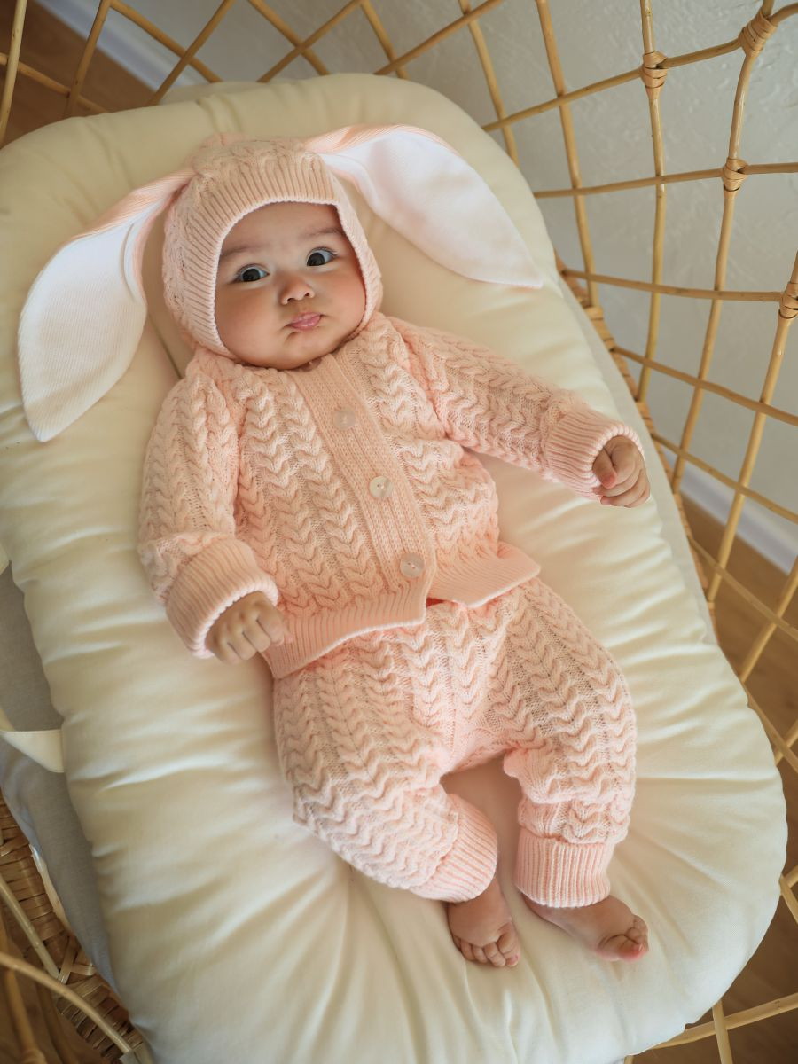 Кофточка с капюшоном и штанишки Little Star Зайчонок 80019 (ЧЗ-нк) лосось 62