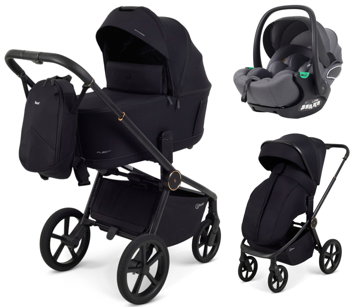 Детская коляска Rant Flex Therm Soft 3 в 1 с автокреслом Evomax Grey Gold Black