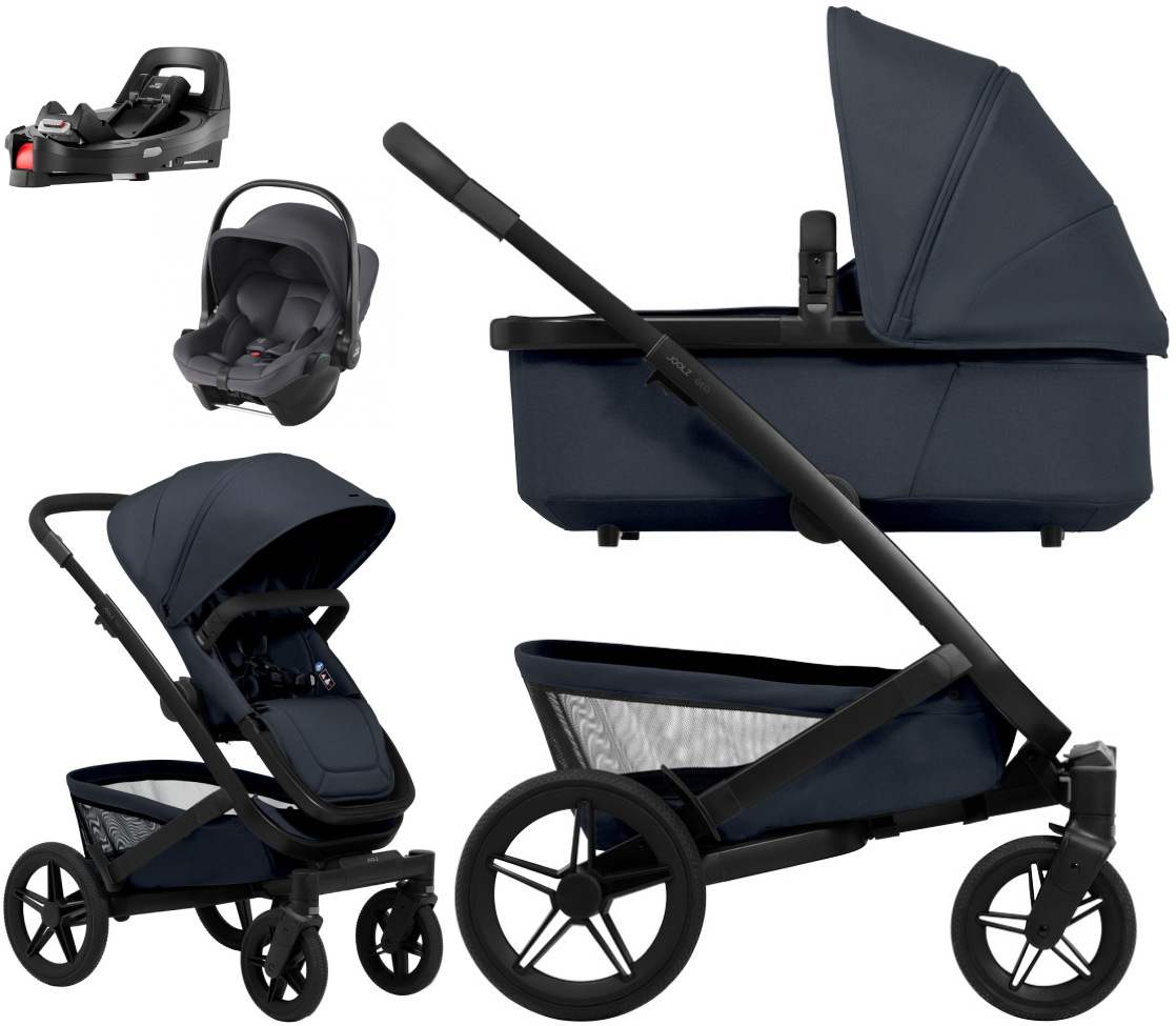 Детская коляска 4 в 1 Joolz Geo5 и автокресло Baby-Safe Core Midnight Grey и база Vario Base 5Z Dark Navy Blue