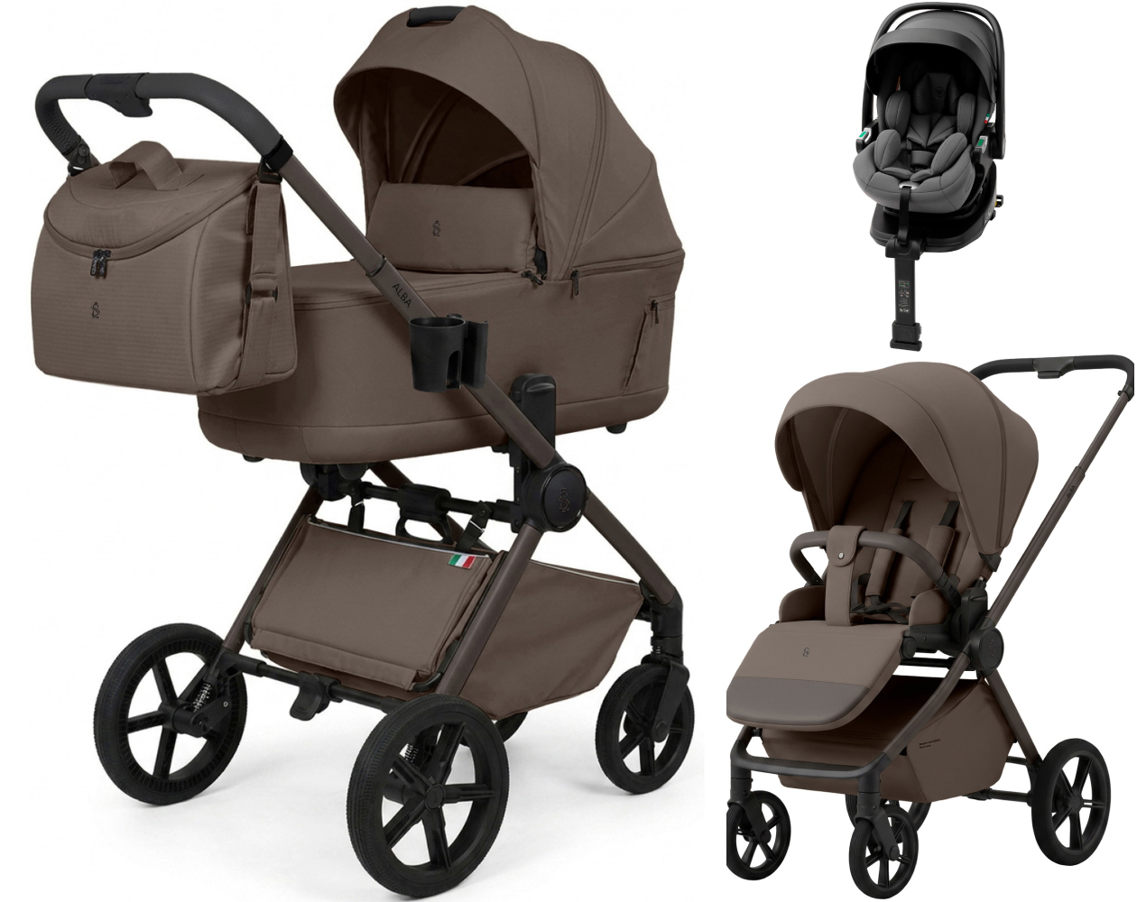 Коляска 4 в 1 Sweet Baby SBL Alba 2.0 и автокресло Premier Plus Grey Dark Beige